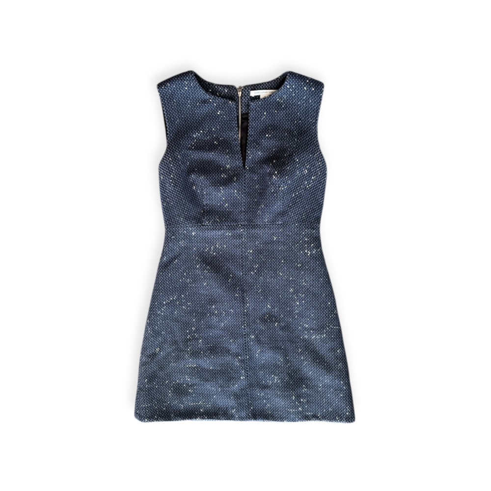 Diane Von Furstenberg DVF navy sleeveless dress w white speckles Sz 6 small - Picture 6 of 13